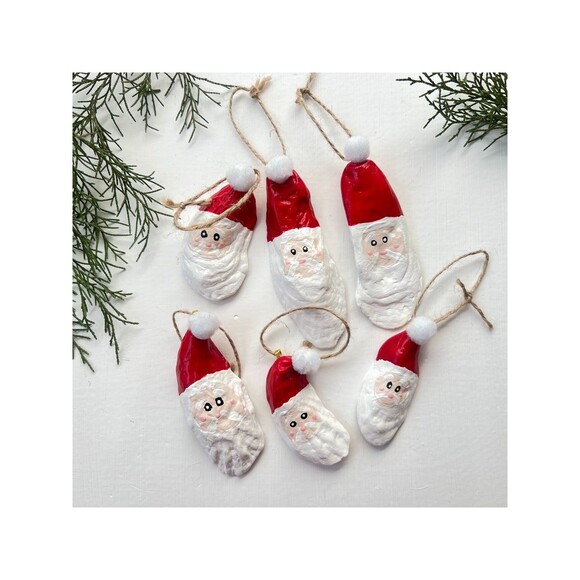 Other - NWT Hand Painted Santa Claus Oyster Shell Ornaments - Set of 6